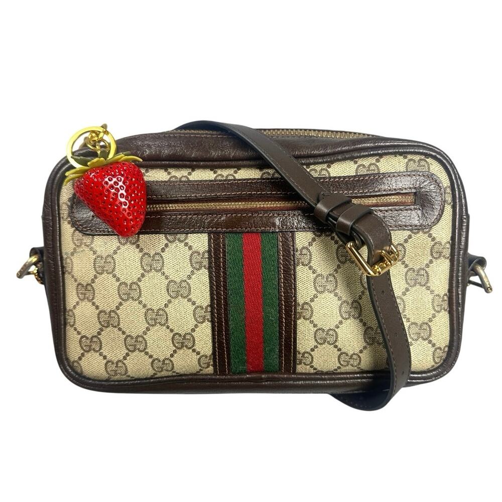 Gucci Web Sherry GG Supreme Line Camera Crossbody Bag Vintage